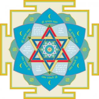 Krishna-Gayatri-Yantra (Mond, Nordwesten) 42 x 42 cm