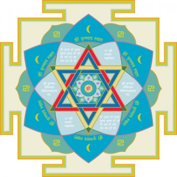 Krishna-Gayatri-Yantra (Mond, Nordwesten) 16 x 16 cm